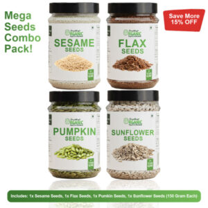 Bundle Of 4 150GM- Green Pumpkin, Sunflower, Flexseeds, Seasame Seeds PCOS Seeds Cyling Kit Jar