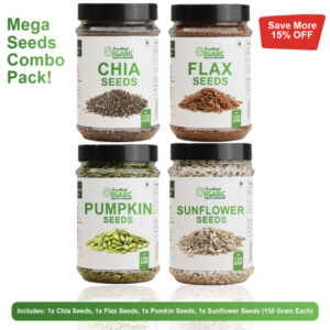 Bundle Of 4 150GM- Green Pumpkin Seeds Without Shell | Sunflower Seeds Without Shell | Flexseeds | Chia Seeds Jar