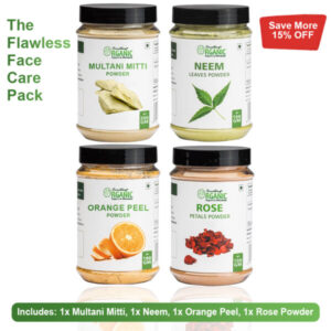 Pack of 4 200GM- Multani Mitti & 100GM- Rose Powder + Neem powder + Orange Peel powder For Skin Jar
