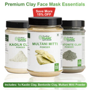 Pack of 3 200GM- Multani Mitti Powder + 150GM- Bentonite Clay + 100GM- Kaolin Clay | 3-in-1 Natural Face Mask for Clear, Glowing & Oil-Free Skin Jar