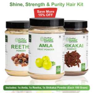 Pack of 3 Amla + Reetha + Shikakai Powder for Hair-100GM – Natural Hair Growth, Strengthening & Conditioning Treatment Jar