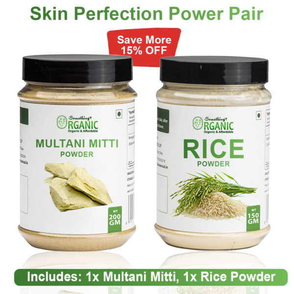 Pack of 2 Multani Mitti-200GM + Rice Powder-150GM | 100% Pure Herbal Glow Powder Jar