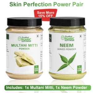 Pack of 2 - Organic Multani Mitti Powder-200GM + Neem Leaves Fine Powder-100Gm | Herbal Face Mask for Clear Skin Jar