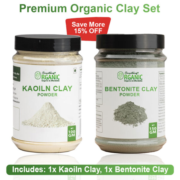 Pack Of 2 Kaolin Clay Powder-100GM + Bentonite Clay Powder-150GM | 100% Pure Skin Care Clay Mix Jar