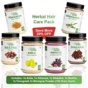 Pack of 6 – 100GM - Amla, Reetha, Shikakai, Bhringraj , Hibiscus, Fenugreek (Methi Dana) Powder | 100% Natural Herbal Hair Care Pack Jar