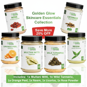 Pack of 6 200GM- Multani Mitti & 100GM- Licorice + Orange Peel + Rose + Neem + Wild Turmeric Powder – Herbal Skin Brightening & Acne Care Face Pack Jar #2