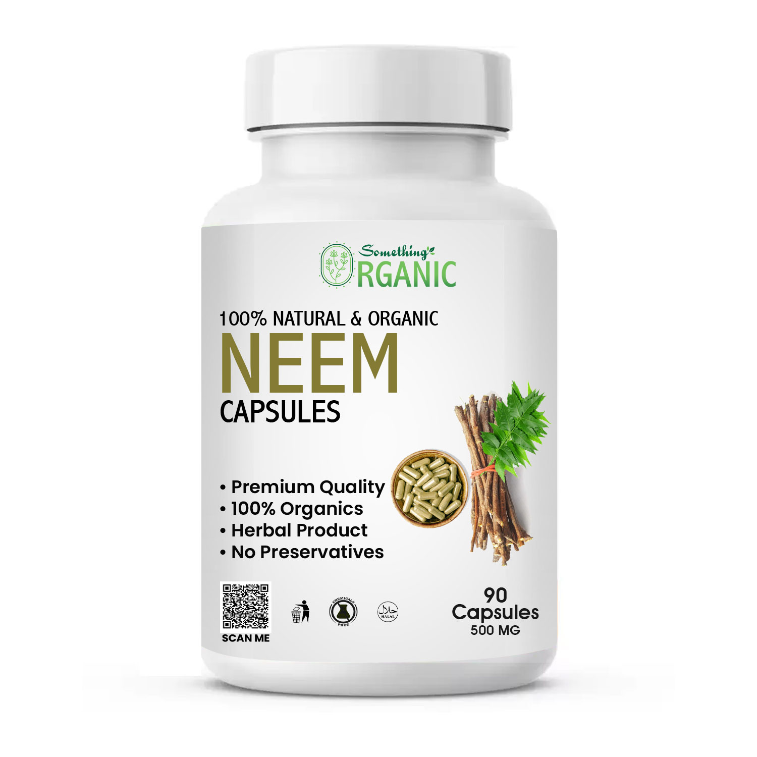 Neem Capsules - 90 PCs - 500mg 100% Natural Herbal Detox, Skin & Blood Purifier Supplement | Supports Immunity & Gut Health