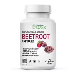 Beetroot Capsules - 90 PCs - 500mg 100% Natural Beet Root Extract | Boost Energy, Stamina & Blood Circulation | Rich in Iron & Nitrates